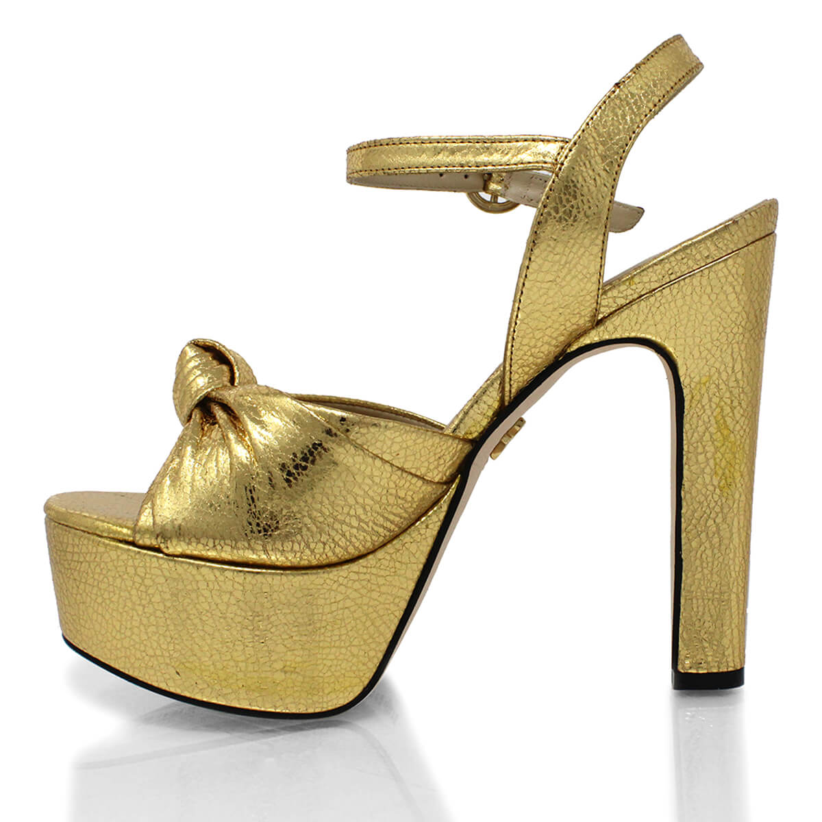 ALEXA 135 - Gold Regina Romero High Heel Platform Sandal Shoe for Women in Leather