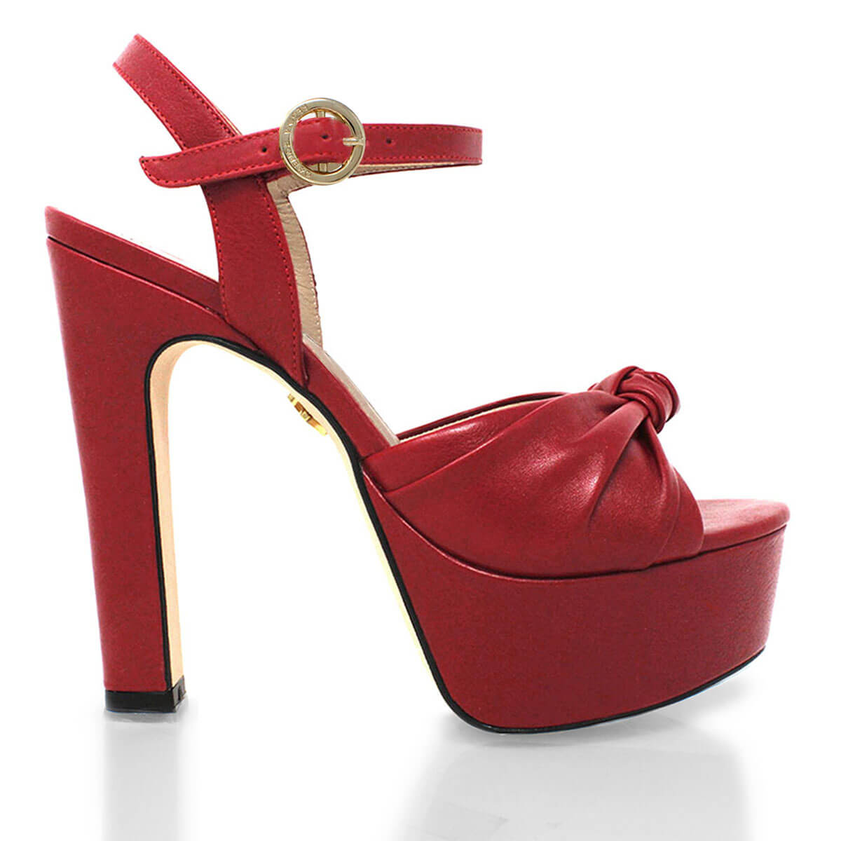 ALEXA 135 - Red Regina Romero High Heel Platform Sandal Shoe for Women in Leather