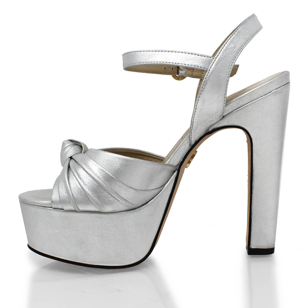 ALEXA 135 - Silver Regina Romero High Heel Platform Sandal Shoe for Women in Leather