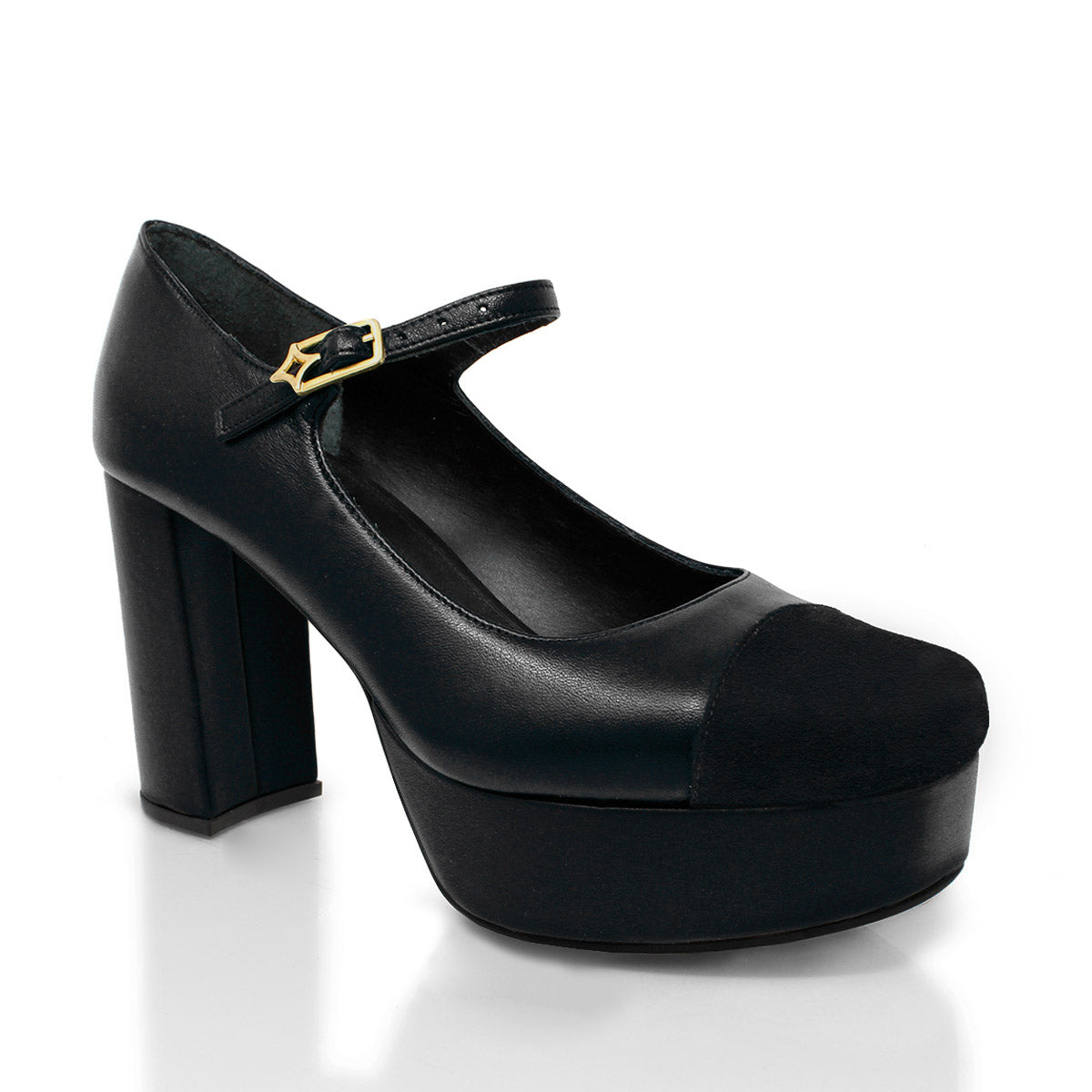 ROCHA 95 - Negro Regina Romero Zapato Plataforma Tacon Alto Para Dama en Piel