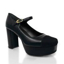 ROCHA 95 - Negro Regina Romero Zapato Plataforma Tacon Alto Para Dama en Piel