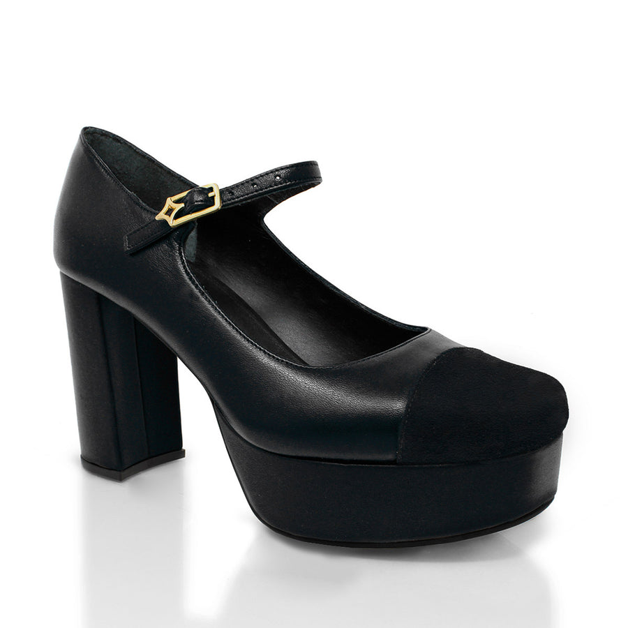 ROCHA 95 - Negro Regina Romero Zapato Plataforma Tacon Alto Para Dama en Piel