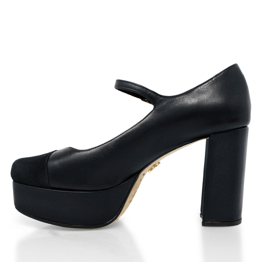 ROCHA 95 - Negro Regina Romero Zapato Plataforma Tacon Alto Para Dama en Piel