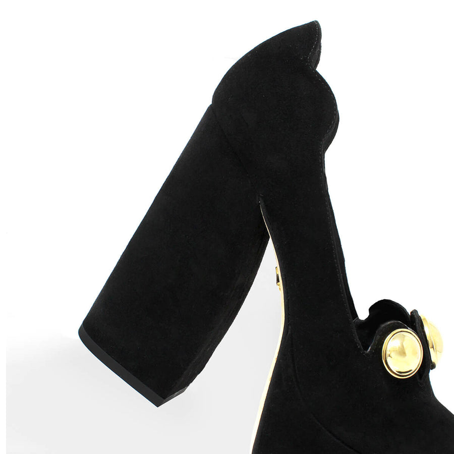 ROXANNE 135 - Ante Negro Regina Romero Zapato Plataforma Tacon Alto Para Dama en Piel