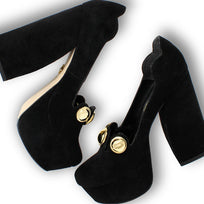 ROXANNE 135 - Ante Negro Regina Romero Zapato Plataforma Tacon Alto Para Dama en Piel