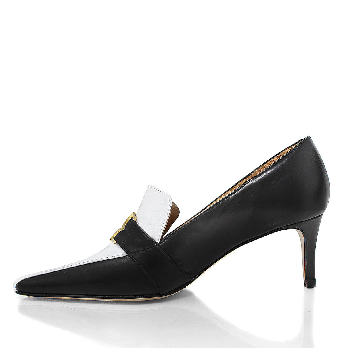 LONDON 60 - Negro y Blanco Regina Romero Zapato Zapatilla Tacon Bajo Para Dama en Piel