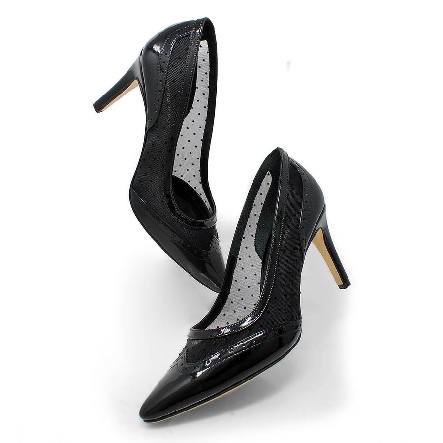 MITTY 80 - Black Patent Leather Regina Romero High Heel Sneaker Shoe for Women in Leather