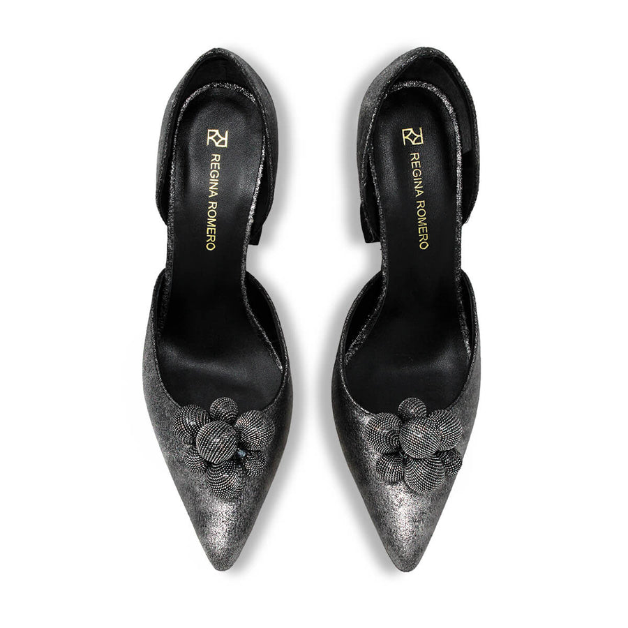 PATY 75 - Titanio Regina Romero Zapato Zapatilla Tacon Alto Para Dama en Piel