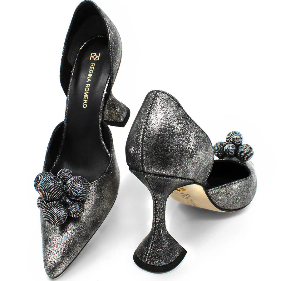 PATY 75 - Titanio Regina Romero Zapato Zapatilla Tacon Alto Para Dama en Piel
