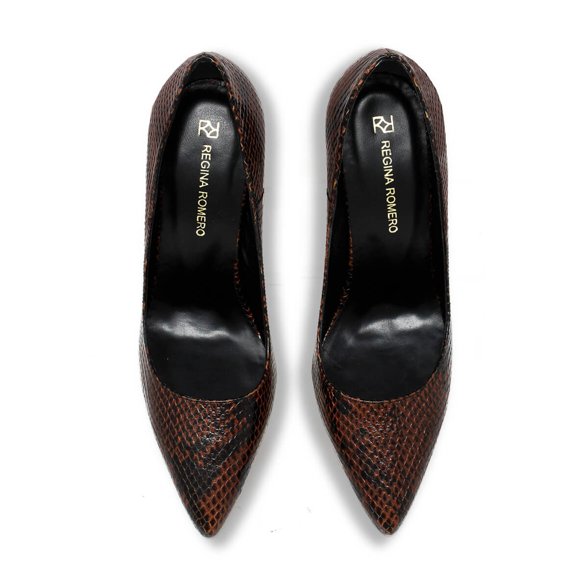 REGINA PUMP 105 - Cafe Regina Romero Zapato Zapatilla Tacon Alto Para Dama en Piel