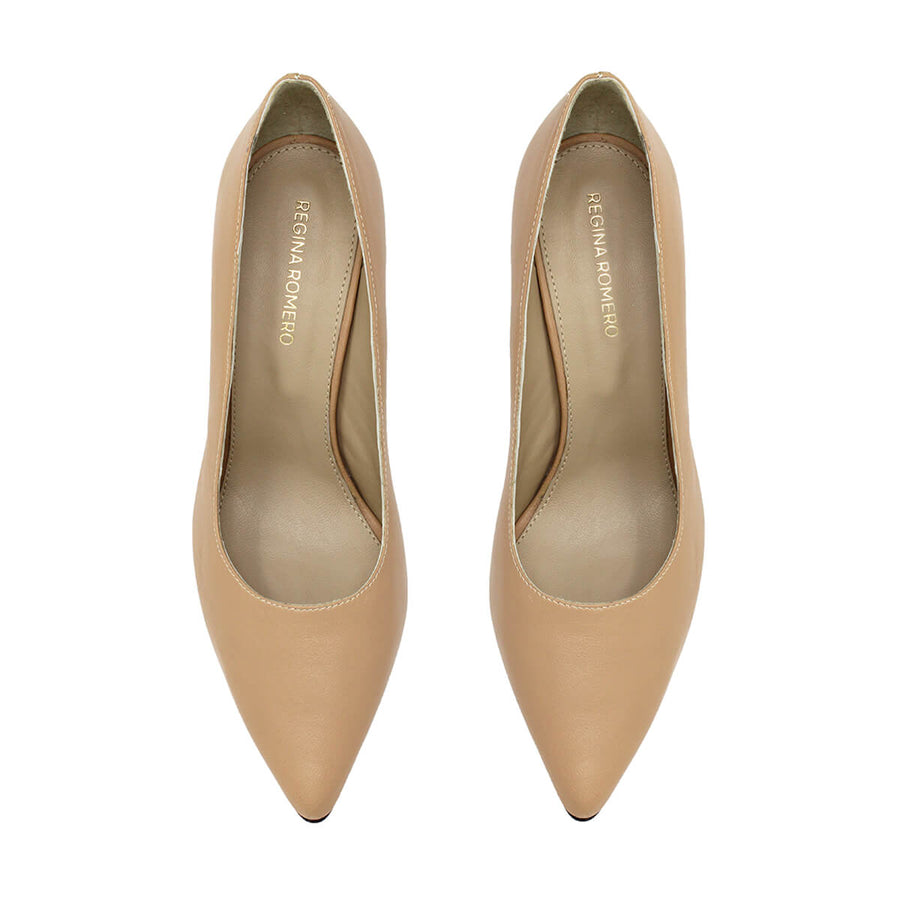 REGINA PUMP 75 - Beige Regina Romero High Heel Sneaker Shoe for Women in Leather