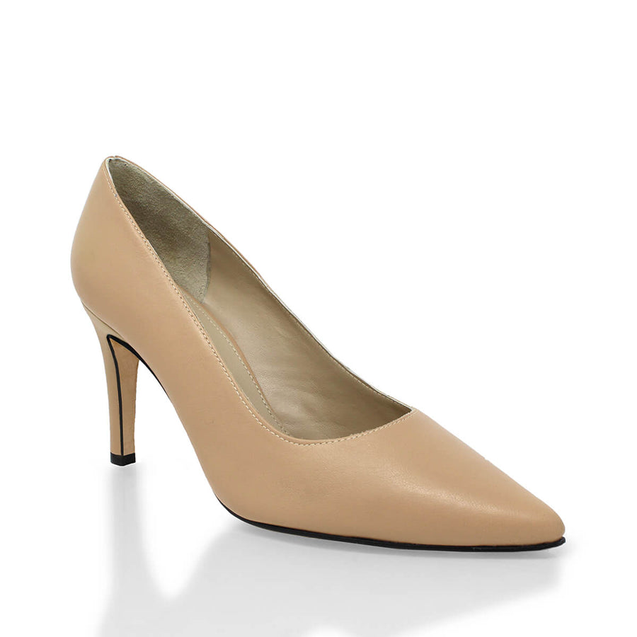 REGINA PUMP 75 - Beige Regina Romero High Heel Sneaker Shoe for Women in Leather
