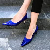 RICCARDI 60 - Azul Regina Romero Zapato Zapatilla Tacon Bajo Para Dama en Piel