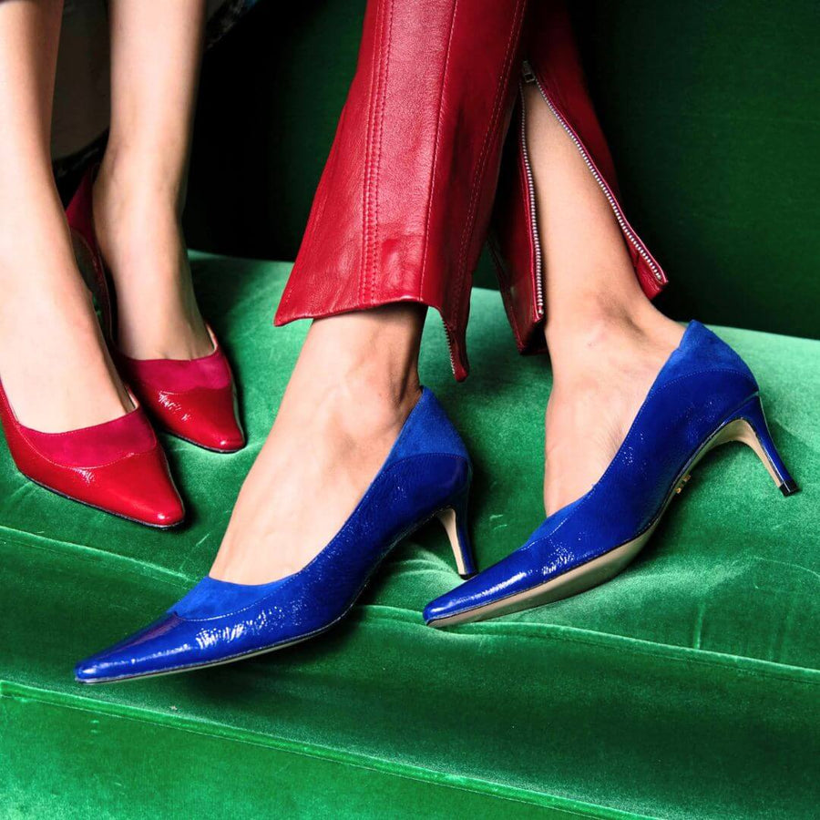 RICCARDI 60 - Azul Regina Romero Zapato Zapatilla Tacon Bajo Para Dama en Piel