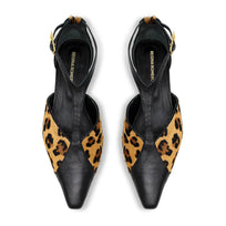 FIORELLA 30 - Cafe Print Regina Romero Zapato Zapatilla Tacon Bajo Para Dama en Piel