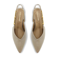 MEGAN 60 - Beige Regina Romero Zapato Sandalia Zapatilla Tacon Bajo Para Dama en Piel