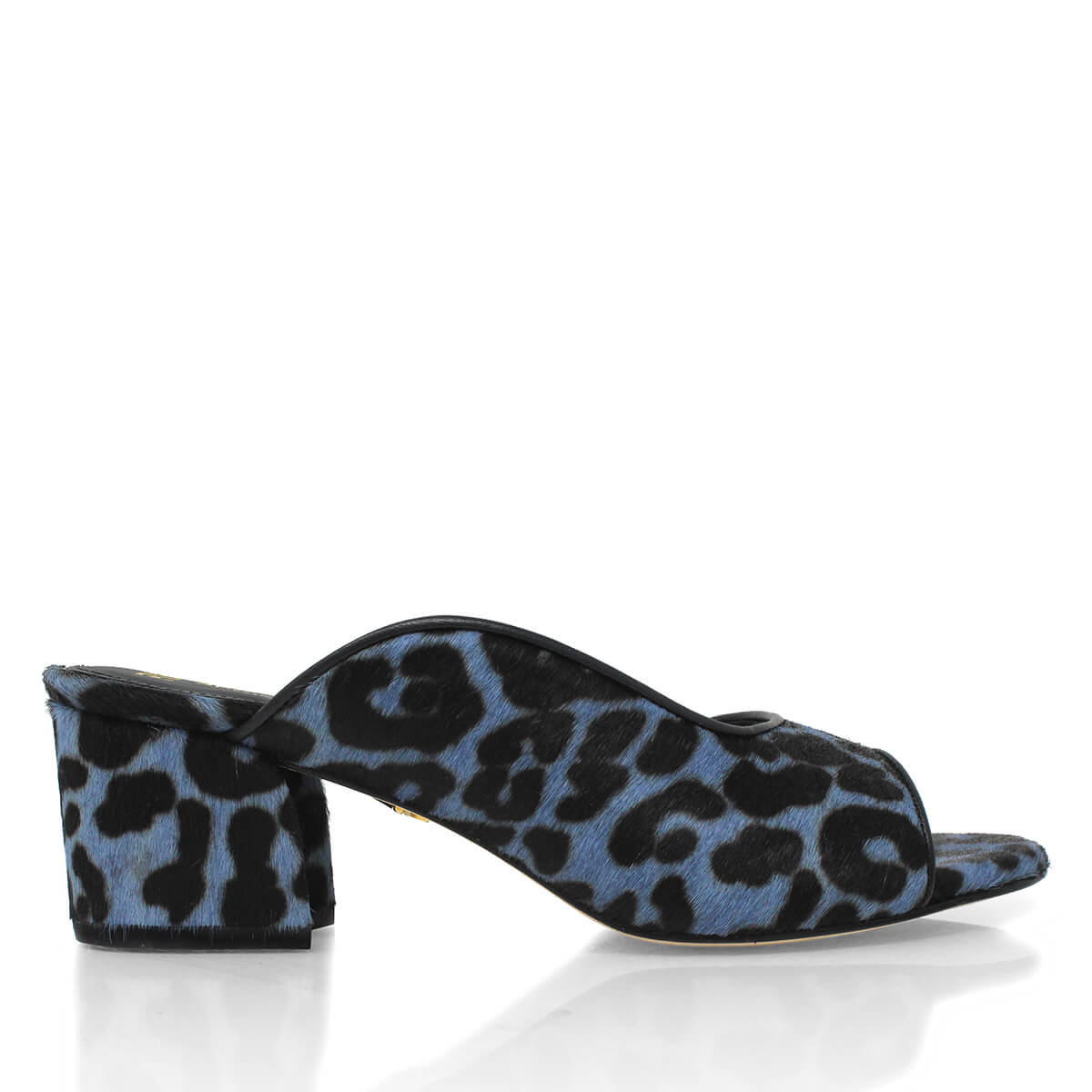 MIAMI 55 - Blue Regina Romero Low Heel Sandal Shoe for Women in Leather