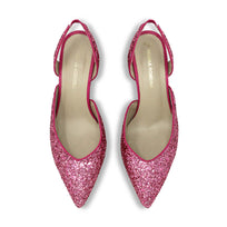 SPARKS 50 - Glitter Rosa Regina Romero Zapato Zapatilla Tacon Bajo Para Dama en Piel