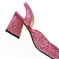 SPARKS 50 - Glitter Rosa Regina Romero Zapato Zapatilla Tacon Bajo Para Dama en Piel