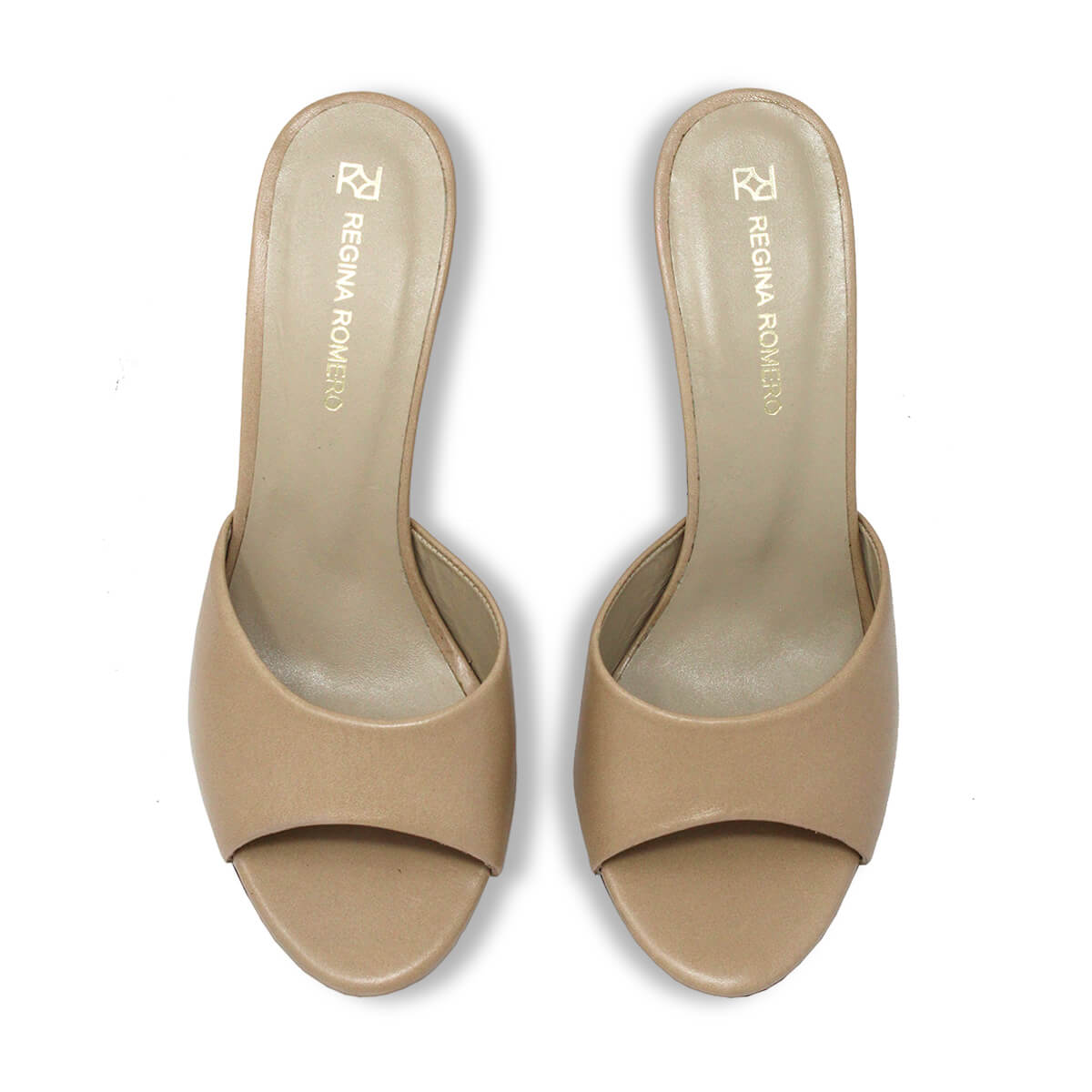 BARBARA 85 - Beige Regina Romero Zapato Sandalia Zapatilla Tacon Alto Para Dama en Piel