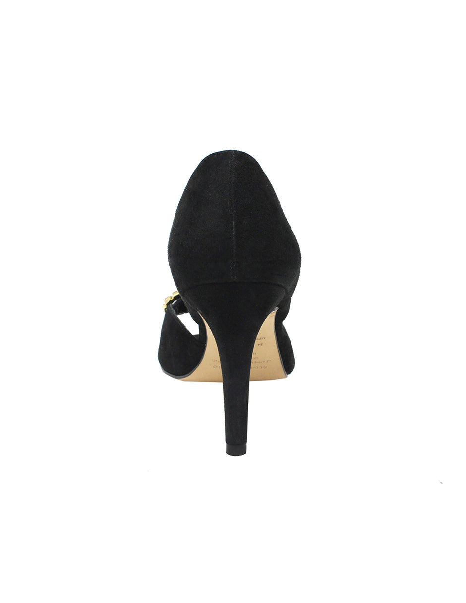 BELLINI 85 - Black Suede Regina Romero High Heel Sandal Slipper Shoe for Women in Leather