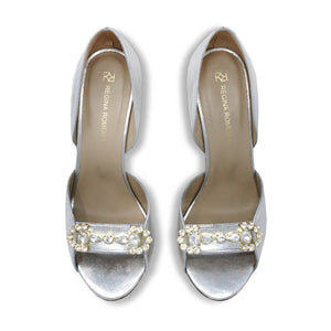 BELLINI 85 - Silver Regina Romero High Heel Sandal Slipper Shoe for Women in Leather