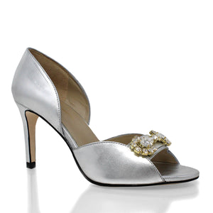 BELLINI 85 - Silver Regina Romero High Heel Sandal Slipper Shoe for Women in Leather