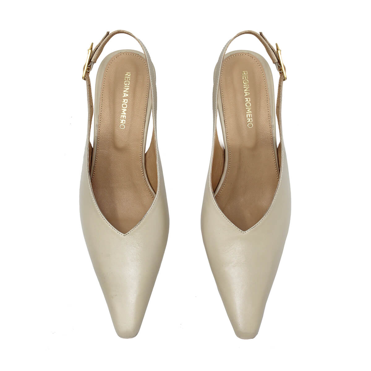 FENICIA 60 - Beige Regina Romero Zapato Zapatilla Tacon Bajo Para Dama en Piel