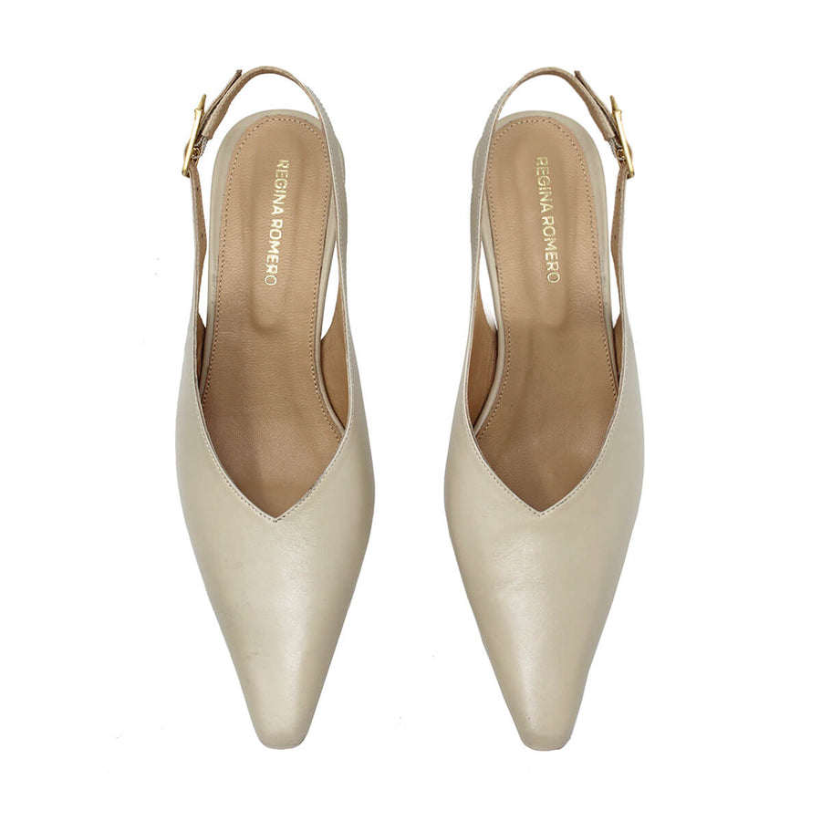 FENICIA 60 - Beige Regina Romero Zapato Zapatilla Tacon Bajo Para Dama en Piel
