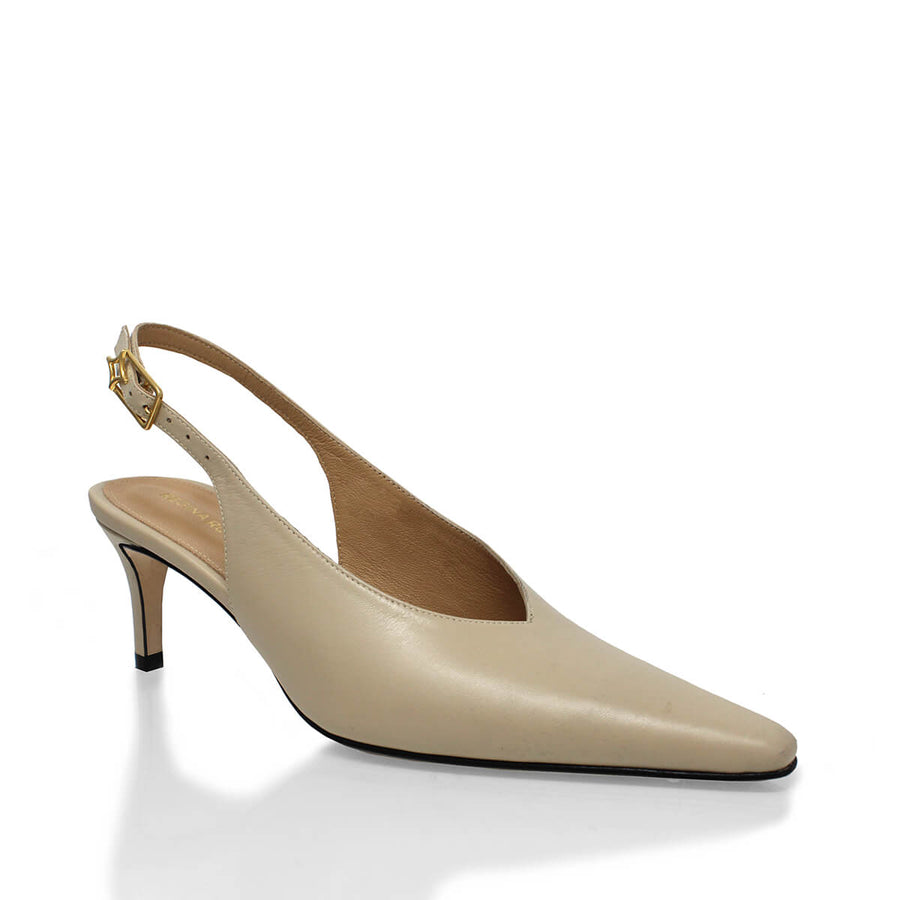 FENICIA 60 - Beige Regina Romero Zapato Zapatilla Tacon Bajo Para Dama en Piel