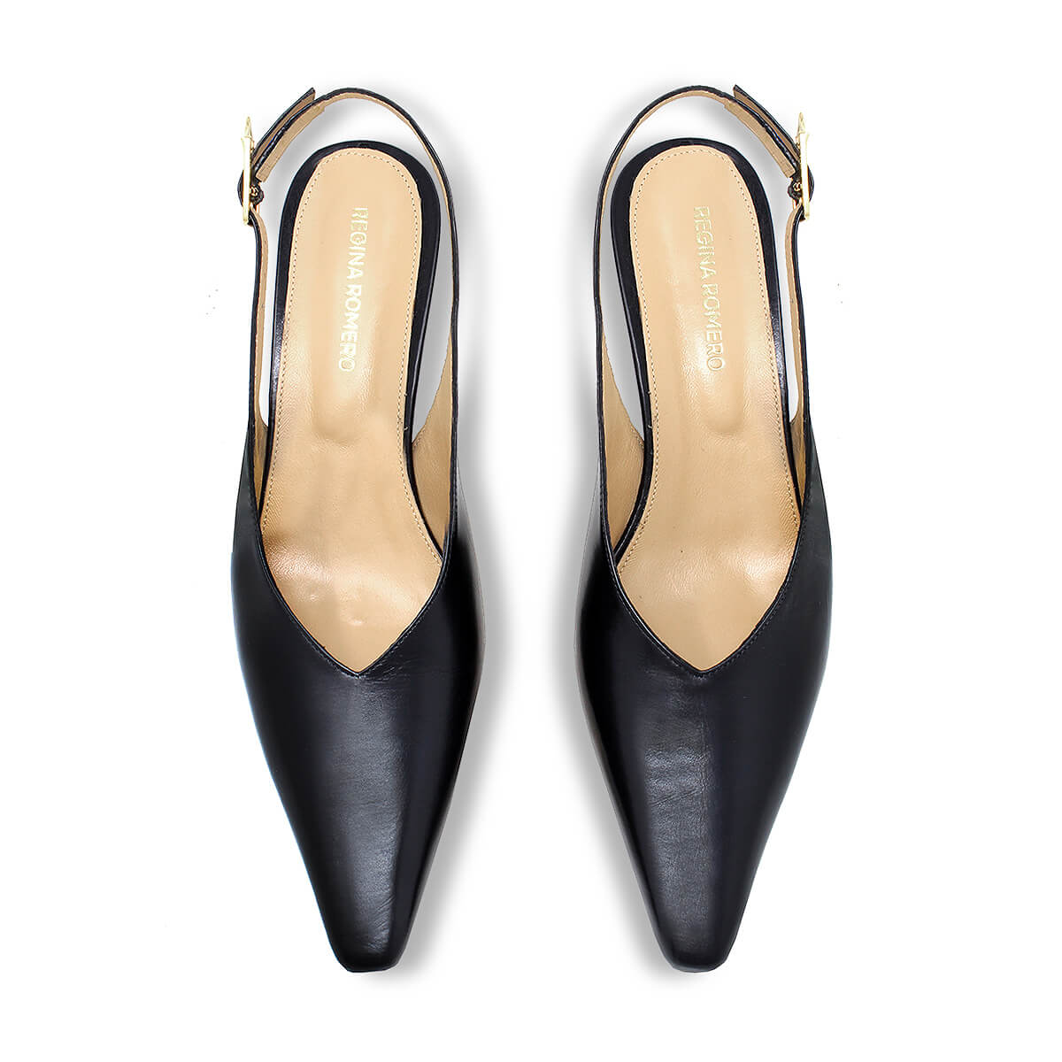 FENICIA 60 - Negro Regina Romero Zapato Zapatilla Tacon Bajo Para Dama en Piel