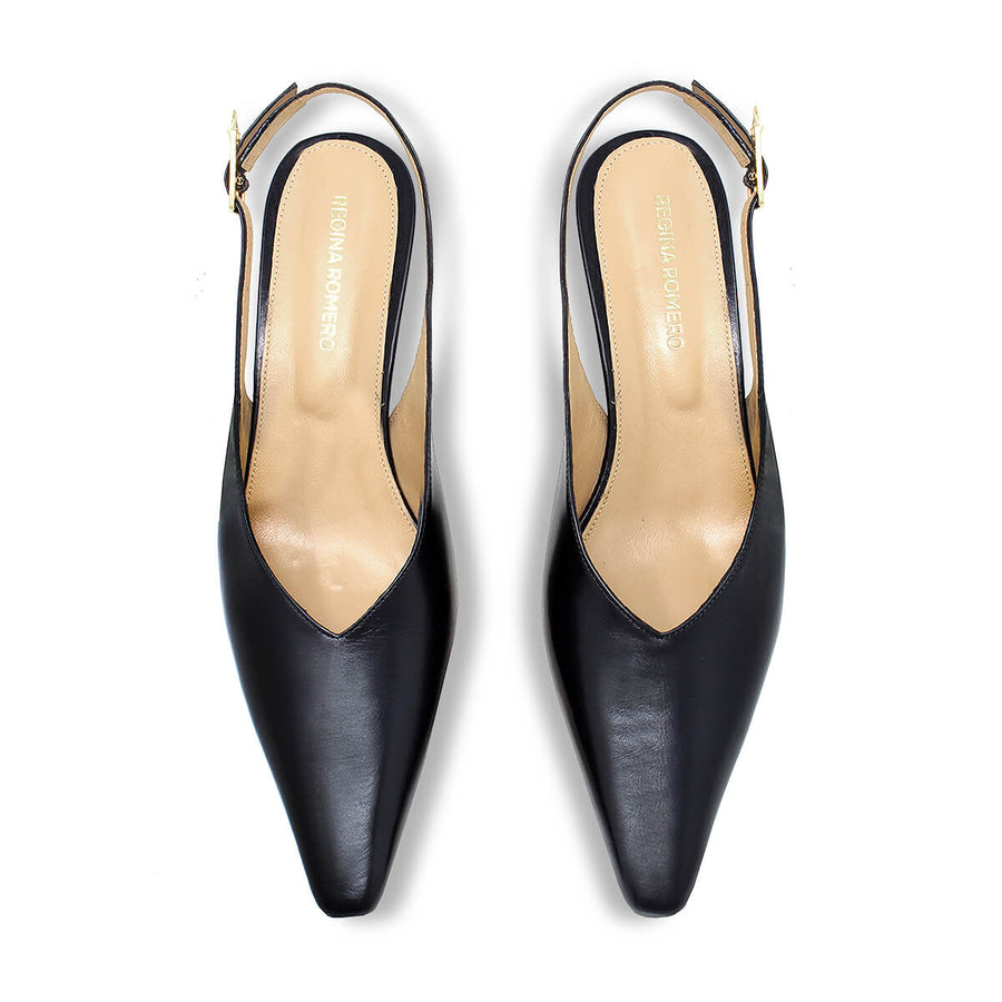 FENICIA 60 - Negro Regina Romero Zapato Zapatilla Tacon Bajo Para Dama en Piel