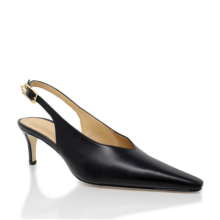 FENICIA 60 - Negro Regina Romero Zapato Zapatilla Tacon Bajo Para Dama en Piel