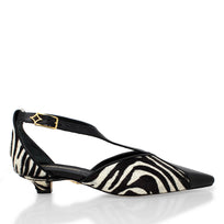 FIORELLA 30 - Negro Print Regina Romero Zapato Zapatilla Tacon Bajo Para Dama en Piel