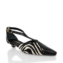 FIORELLA 30 - Negro Print Regina Romero Zapato Zapatilla Tacon Bajo Para Dama en Piel