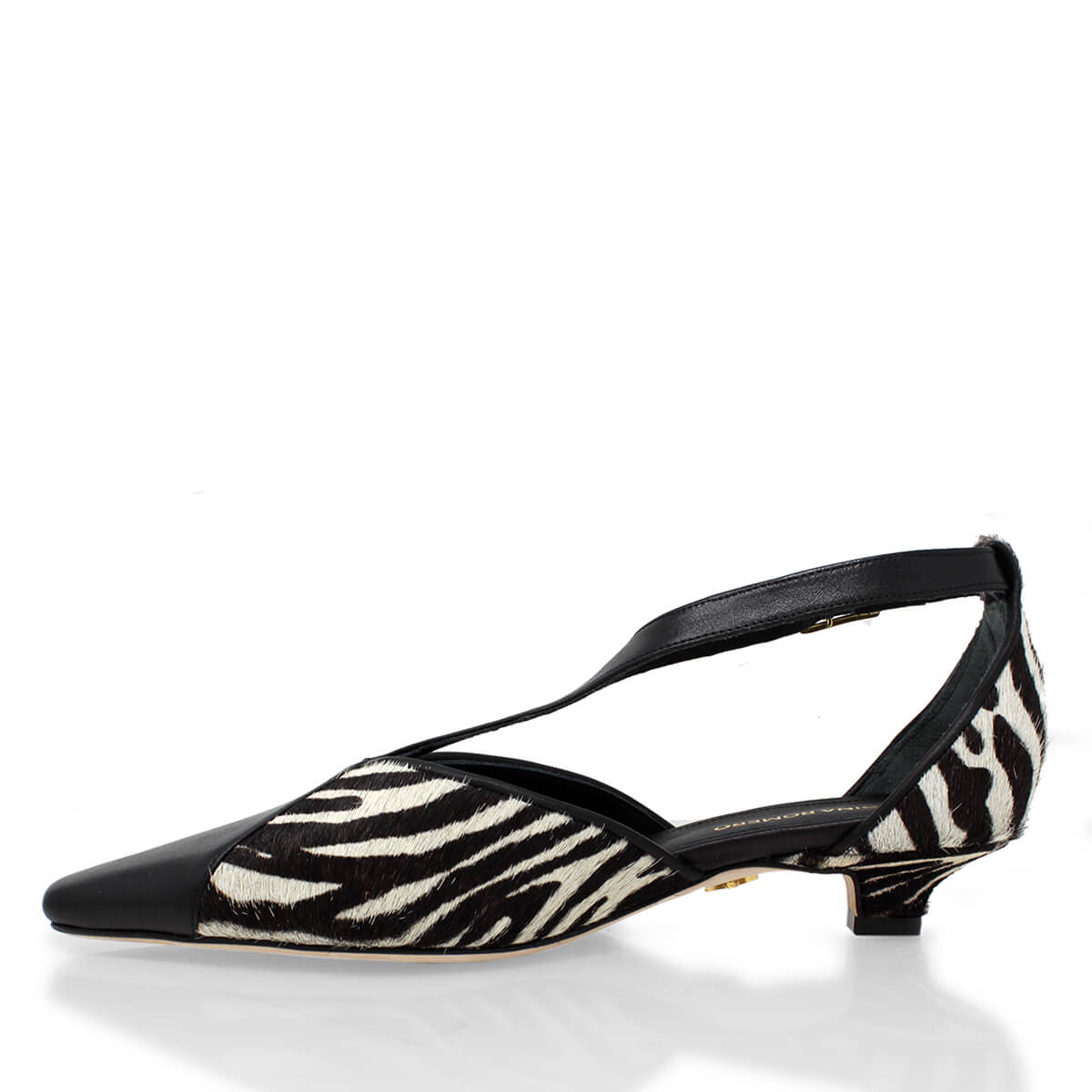 FIORELLA 30 - Negro Print Regina Romero Zapato Zapatilla Tacon Bajo Para Dama en Piel