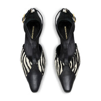 FIORELLA 30 - Negro Print Regina Romero Zapato Zapatilla Tacon Bajo Para Dama en Piel