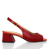 GEORGIA 50 - Rojo y Naranja Regina Romero Zapato Sandalia Zapatilla Tacon Bajo Para Dama en Piel
