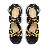 GIANNINA 85 - Beige Print y Negro Regina Romero Zapato Zapatilla Tacon Alto Para Dama en Piel
