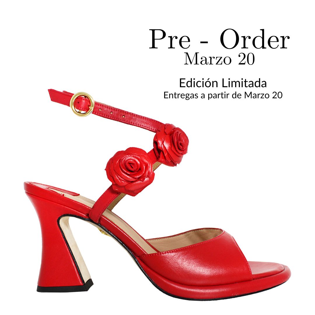 GODIVA 85 - Rojo Regina Romero Zapato Zapatilla Tacon Alto Para Dama en Piel