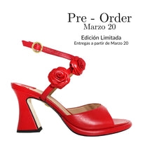 GODIVA 85 - Rojo Regina Romero Zapato Zapatilla Tacon Alto Para Dama en Piel