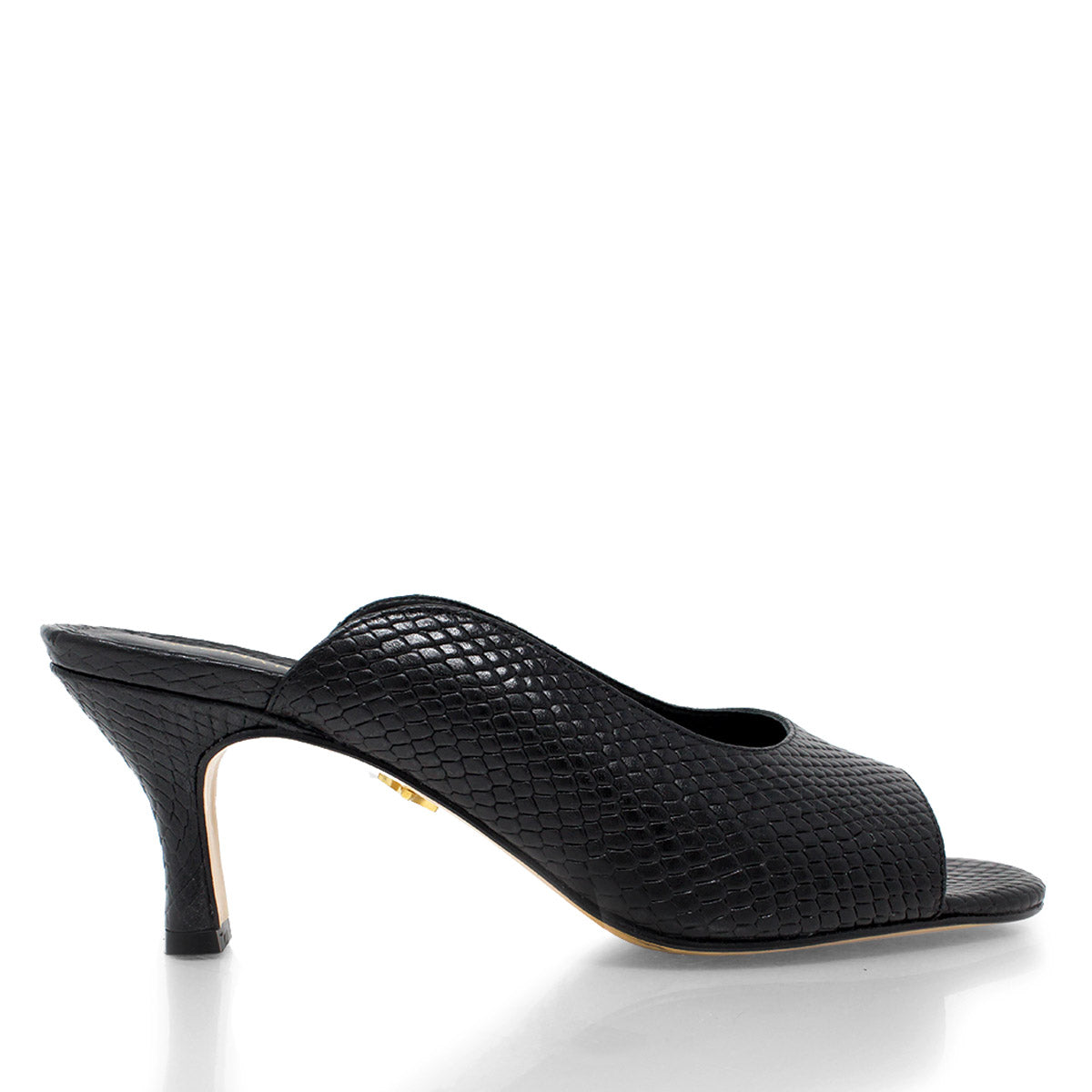 HOLBOX 60 - Black Regina Romero Low Heel Sandal Shoe for Women in Leather