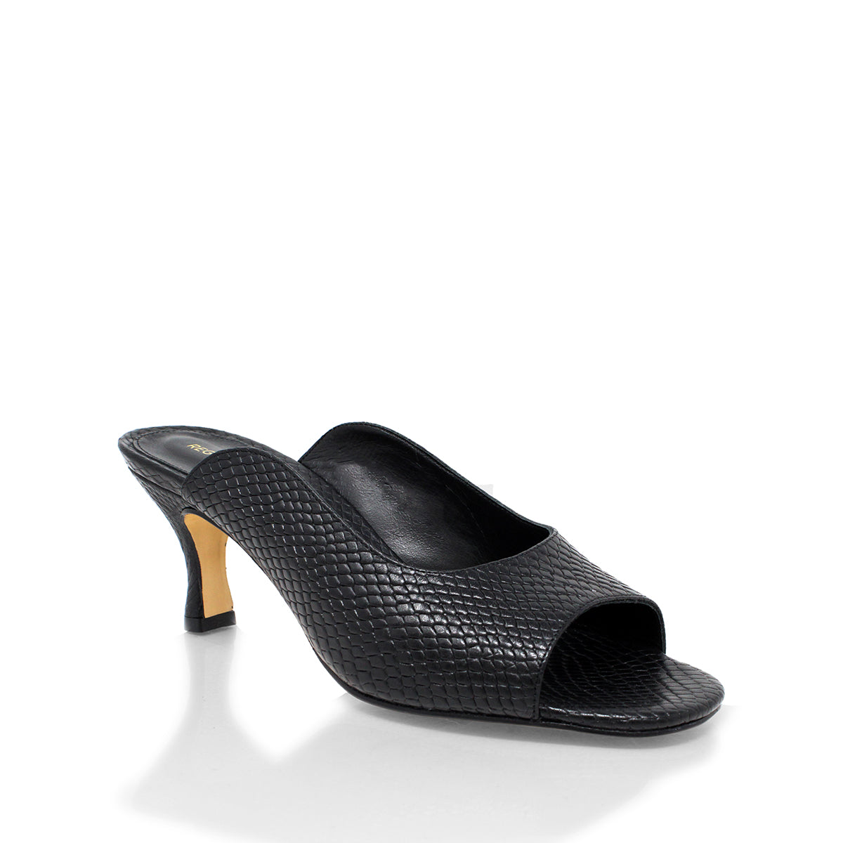 HOLBOX 60 - Black Regina Romero Low Heel Sandal Shoe for Women in Leather