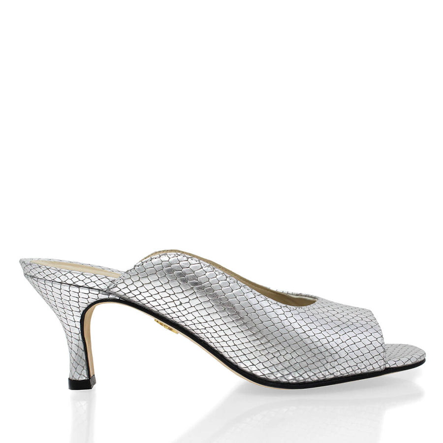 HOLBOX 60 - Silver Regina Romero Low Heel Sandal Shoe for Women in Leather