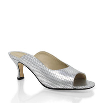 HOLBOX 60 - Silver Regina Romero Low Heel Sandal Shoe for Women in Leather