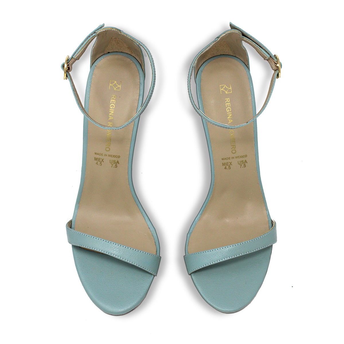 YVETTE 85 - Mint Regina Romero High Heel Sandal Shoe for Women in Leather