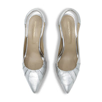 JONES 50 - Plata Regina Romero Zapato Zapatilla Tacon Bajo Para Dama en Piel
