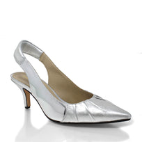 JONES 50 - Plata Regina Romero Zapato Zapatilla Tacon Bajo Para Dama en Piel