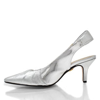 JONES 50 - Plata Regina Romero Zapato Zapatilla Tacon Bajo Para Dama en Piel