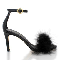 CLAUDINE 85 - Black Regina Romero High Heel Sandal Shoe for Lady in Leather